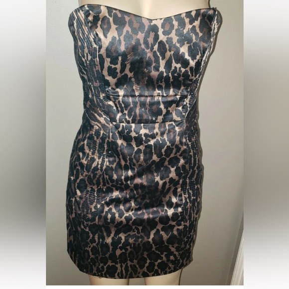 Guess Strapless Stretch Animal Print Cocktail Party Dress Size 9 - Picture 1 of 5